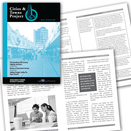 A5, 80 page quarterly booklet for 'Cities & Towns Project'
